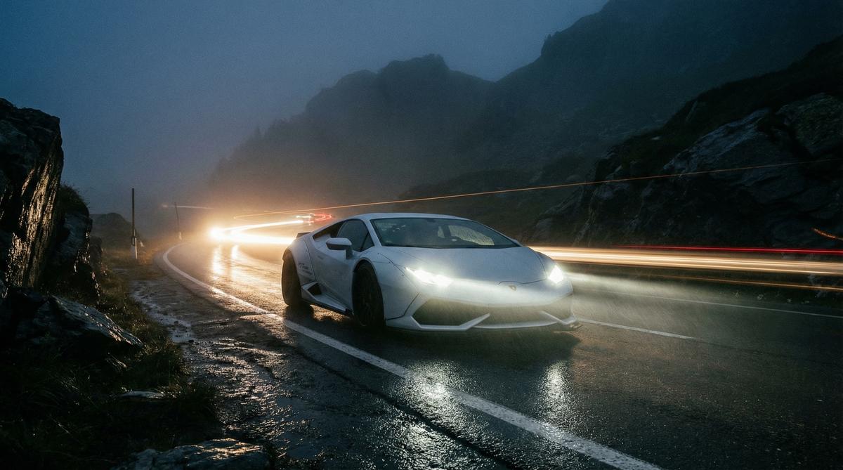 偷拍汽车改装视频-夜间山路宽体跑车实拍